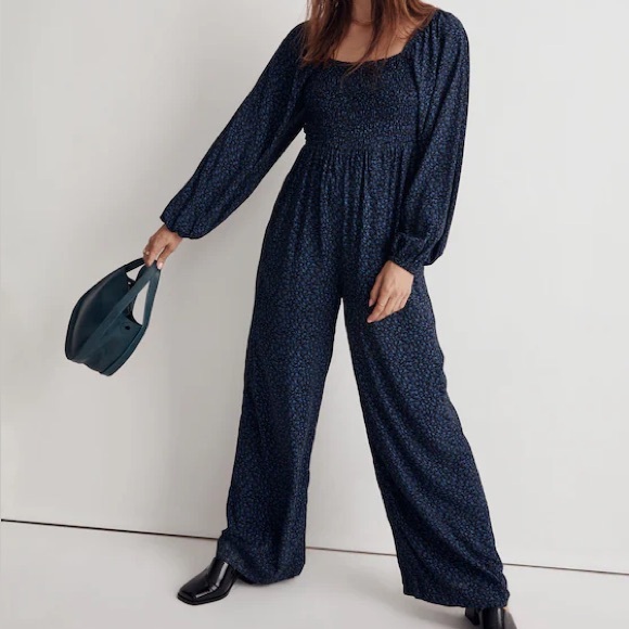 Madewell Pants - MADEWELL Lucie tie back long sleeve jumpsuit in carmine floral